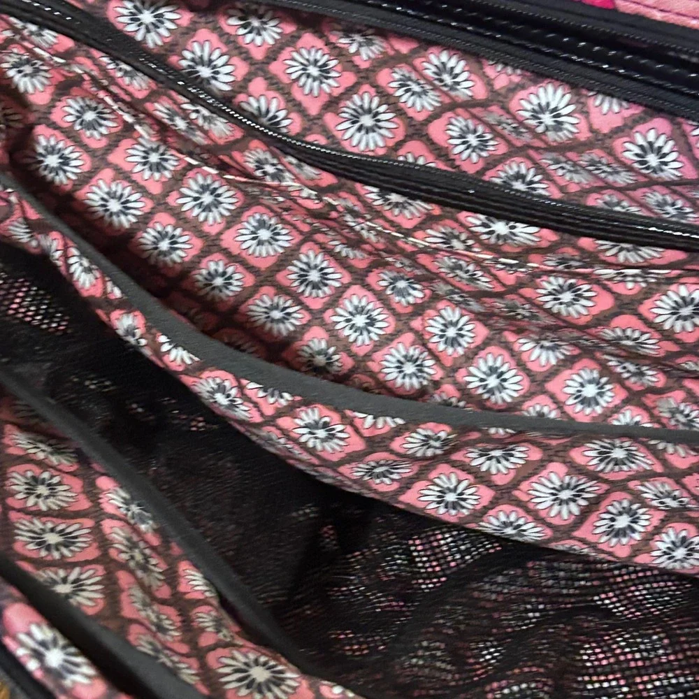 Vera Bradley mocha rouge Quilt Laptop Bag Checkpoint Friendly Floral Travel Tote